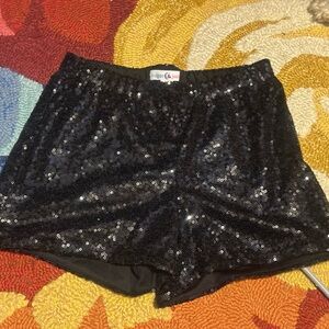 Sugar Joy Black Sequin Kids Shorts